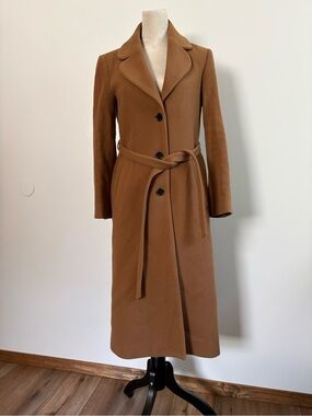& Other Stories Camel Tailored Single Breasted Wool Blend Coat Size 0